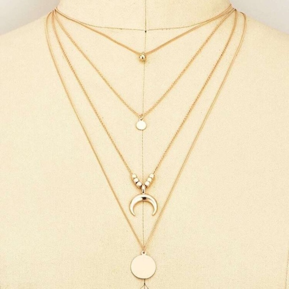 3 for $30 Moon Disc Layered Necklace - Picture 2 of 3